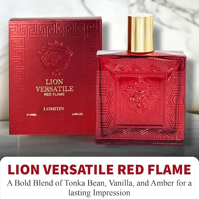 Savage Pour Homme & Lion Versatile Red Flame Cologne for Men, Eau De Toilette, 3.4oz Fl Oz/100ml each Pack of 2