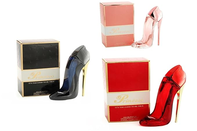 EB C Princess High Heel Shoes Black, Red & Pink Eau de Parfum for Women, 85 ML, 2.9 FL OZ (Pack of 3)