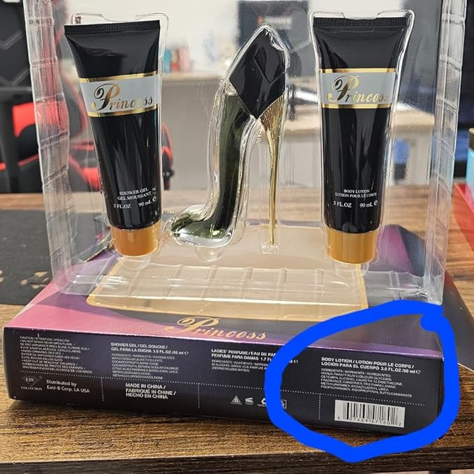 Princess High Heel Shoes Perfume Gifts Sets for Women, Eau De Parfum (1.7 fl oz), Body Lotion (3.0 fl oz), Shower Gel (3.0 fl oz),(Pack of 3) - Black