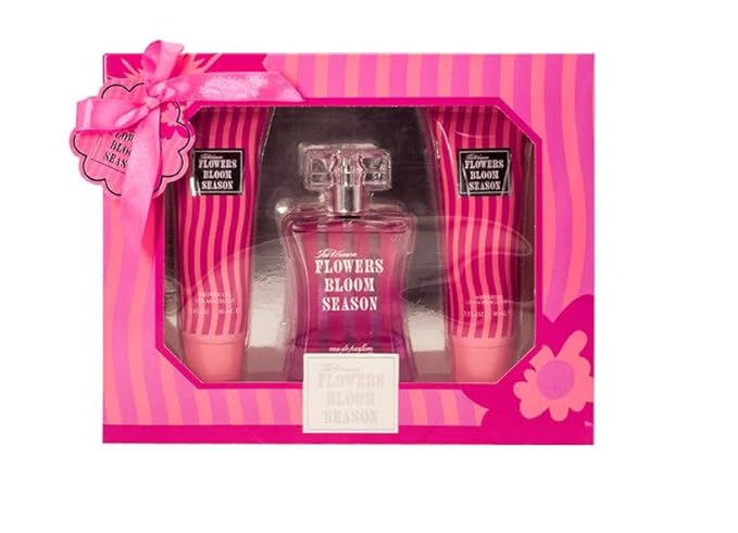 Flowers Bloom season Perfume Gifts Sets for Women, Eau De Parfum (3.4 fl oz), Body Lotion (3.0 fl oz), Shower Gel (3.0 fl oz), (Pack of 3)