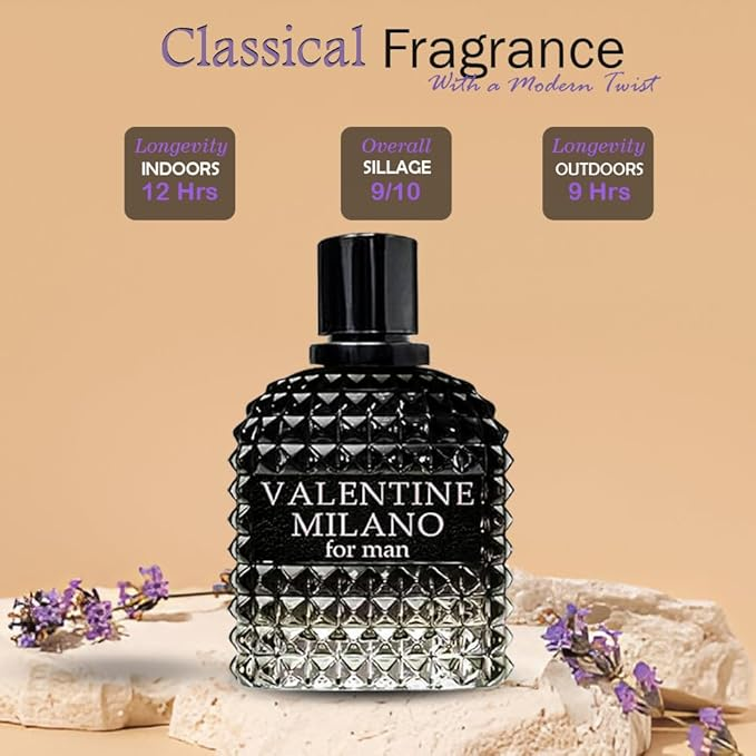Valentine Milano for Men (EDP) & Robot Black (EDT), Fragrance for Men, 3.4 Fl Oz Each (Pack of 2)