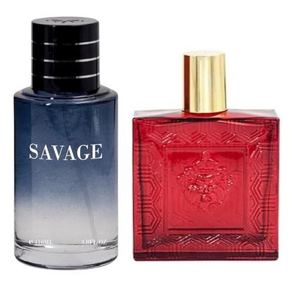 Savage Pour Homme & Lion Versatile Red Flame Cologne for Men, Eau De Toilette, 3.4oz Fl Oz/100ml each Pack of 2
