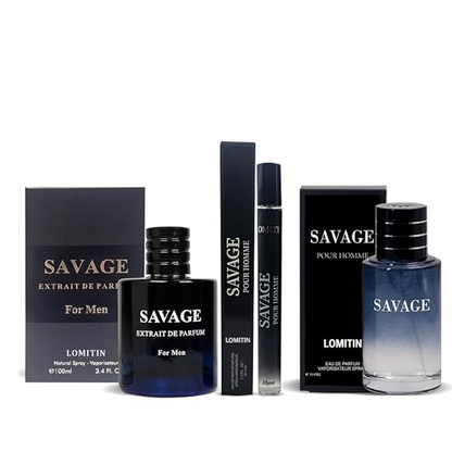 Savage Extrait De Parfum & Savage Pour Homme Fragrance for Men - 3.4Oz + Travel Spray 35ml, Masculine Scent, Cologne for Men, 3.4oz/100ml (Pack of 3)