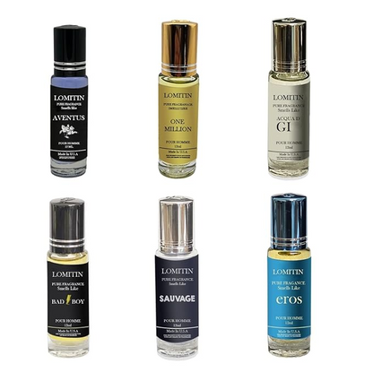 Fragrance Perfume Oil for Men, Designer Perfume Oil, (12ml / 0.4oz each), parfum oil, Long lasting, (6pack x12ml each)