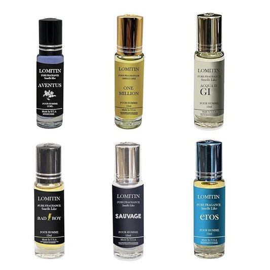 Fragrance Perfume Oil for Men, Designer Perfume Oil, (12ml / 0.4oz each), parfum oil, Long lasting, (6pack x12ml each)