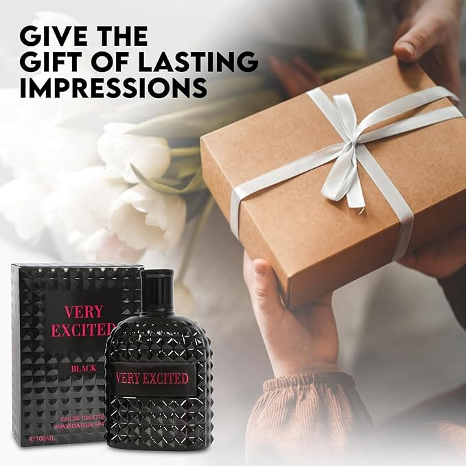 Valentine Milano and Very Excited and Very Excited Black Cologne for Men Eau De Parfum and Eau De Toilet 3.4oz Fl Oz/100ml each, Wonderful Gift, Masculine Scent for All Skin Types (Pack of 3)