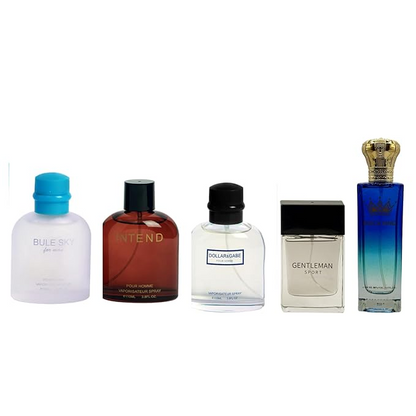 Cologne for Men (3.4oz/100ml x 5Pcs), Eau de toilette, (Light Blue, King, Intenso, D/G Pour Homme, Gentleman) Pack of 5pcs