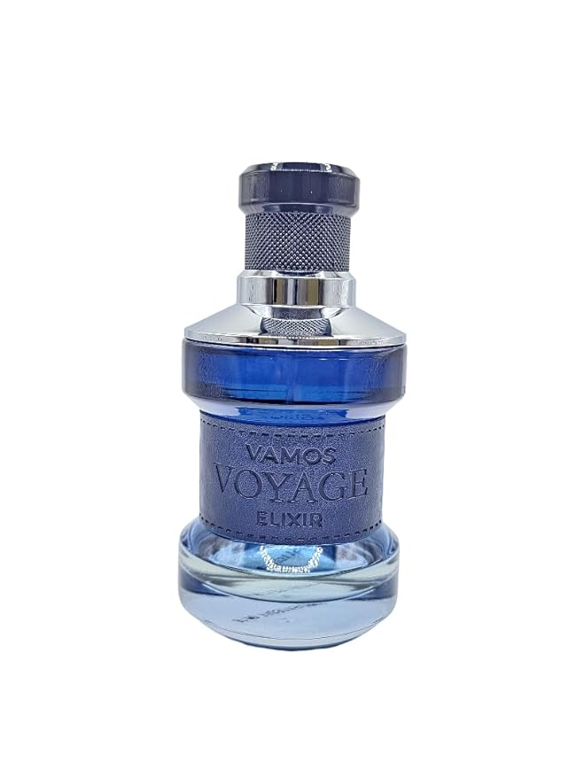Vamos Voyage Elixir Cologne for Men 3.4oz / 100ml Eau De Parfum iconic freshness unleashes a captivating trail that vibrates with notes of Grapefruit, organic AOP Lavender, Spices and rich Woods