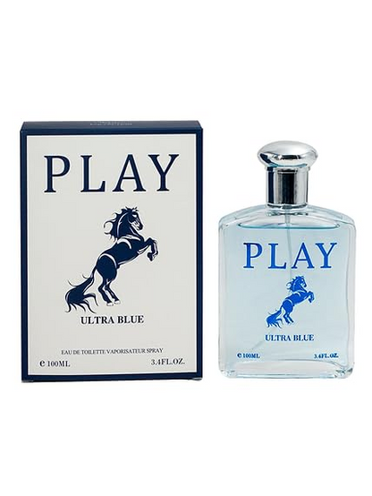 Play Cologne for Men (Play Red Extreme, Play bluesport, Play double black, Play ultra blue) (PACK OF 4) x 100ml / 3.4oz each Eau De Toilette Spray Perfume for men
