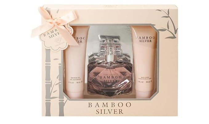 Bamboo Silver Perfume Gifts Sets for Women, Eau De Parfum (3.4 fl oz), Body Lotion (3.0 fl oz), Shower Gel (3.0 fl oz), (Pack of 3)