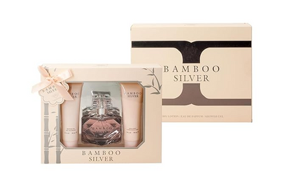 Bamboo Silver Perfume Gifts Sets for Women, Eau De Parfum (3.4 fl oz), Body Lotion (3.0 fl oz), Shower Gel (3.0 fl oz), (Pack of 3)