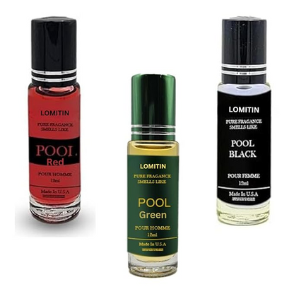Perfume Oils Pool Red, Green, Black Cologne Roll On Body Oil for Men (12ml) (Pack of 3)