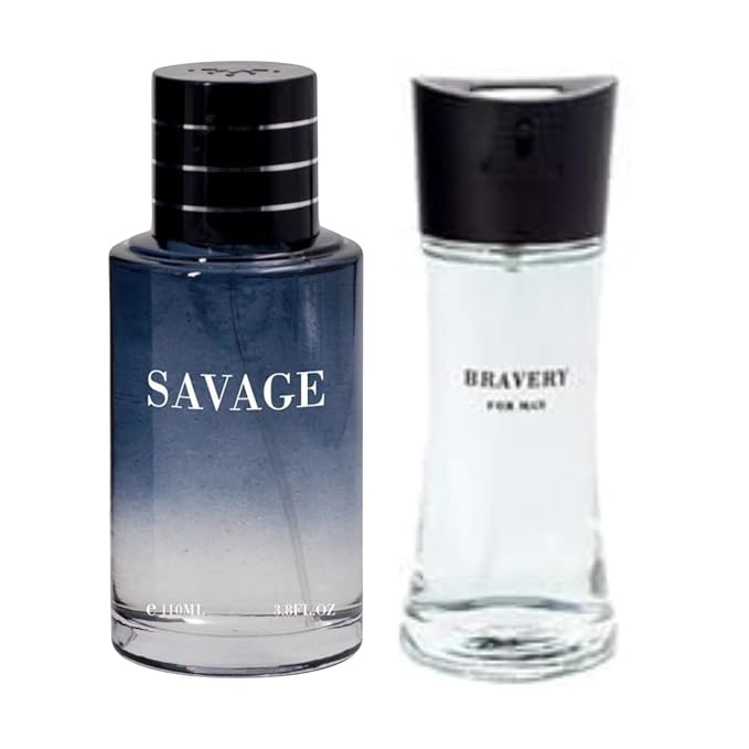 Savage Pour Home & Bravery Cologne for Men, Eau De Toilette Spray, 3.4oz Fl Oz/100ml each