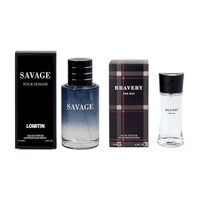 Savage Pour Home & Bravery Cologne for Men, Eau De Toilette Spray, 3.4oz Fl Oz/100ml each