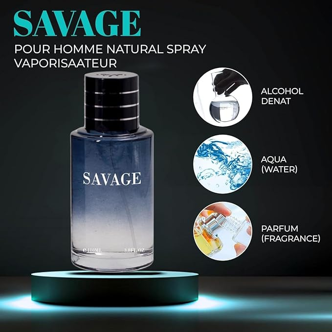 Savage for Men 3.4 Oz Men's Eau De Parfum Spray Refreshing & Warm Masculine Scent for Daily Use Men's Casual Cologne |