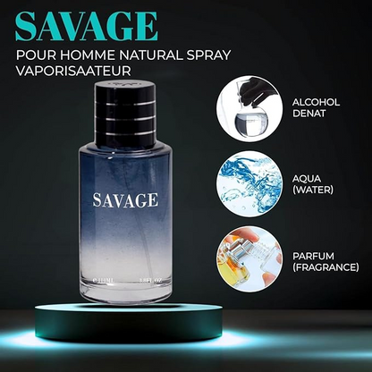Savage for Men 3.4 Oz Men's Eau De Parfum Spray Refreshing & Warm Masculine Scent for Daily Use Men's Casual Cologne |