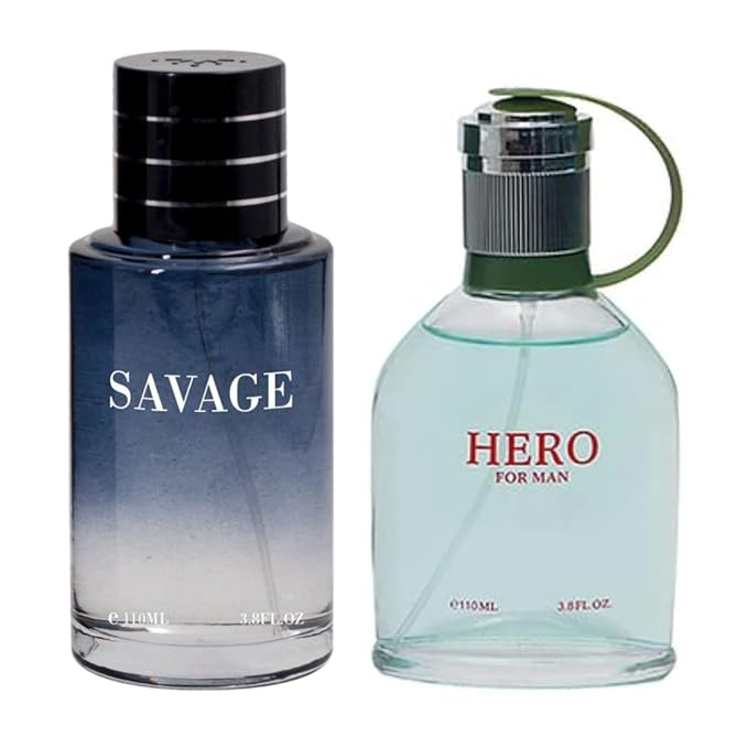 Savage Pour Home & Hero Green Cologne for Men Eau De Toilette, 3.4oz Fl Oz/100ml each, Fragrance for Men