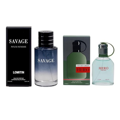 Savage Pour Home & Hero Green Cologne for Men Eau De Toilette, 3.4oz Fl Oz/100ml each, Fragrance for Men