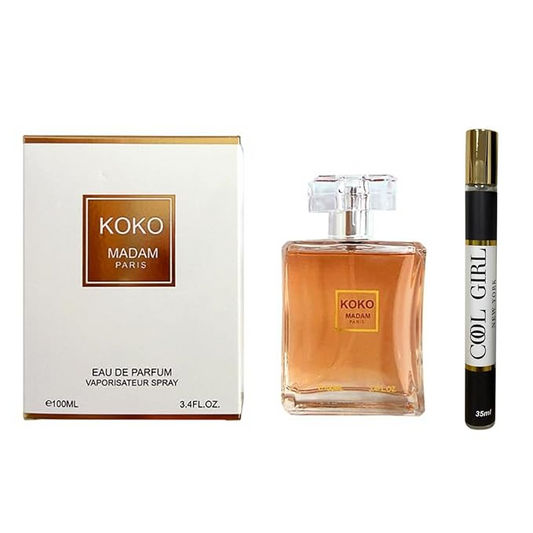 Koko Madam Perfume for Women 3.4oz/100ml Edp, Long Lasting Fragrance + Cool Girl Travel Spray (35ml) Edp For Woman,