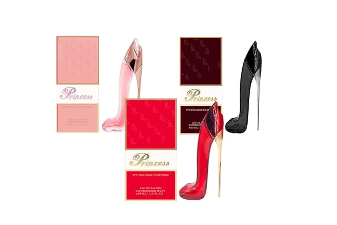EB C Princess High Heel Shoes Black, Red & Pink Eau de Parfum for Women, 85 ML, 2.9 FL OZ (Pack of 3)