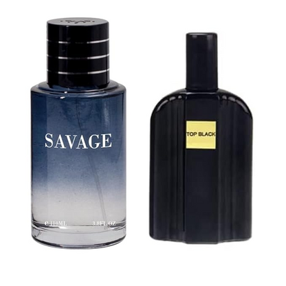 Savage Pour Home & Top Black Cologne for Men, Eau De Toilette Natural Spray 3.4oz Fl Oz/100ml each (Pack of 2)