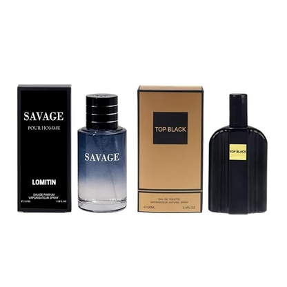 Savage Pour Home & Top Black Cologne for Men, Eau De Toilette Natural Spray 3.4oz Fl Oz/100ml each (Pack of 2)