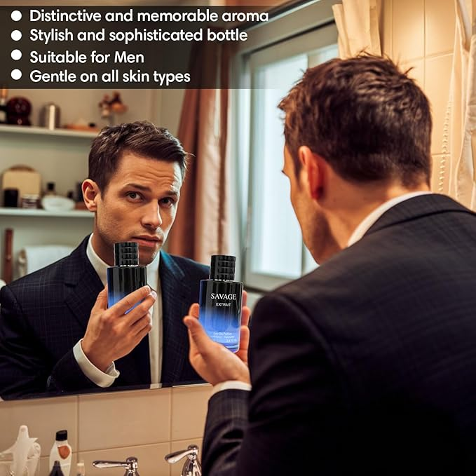 Savage Extrait Eau De Parfum for Men Top Notes of Grapefruit & Heady Spices Base Notes of Lavender Essence & Rich Wood Cologne for Everyday Wear, Work Days, Romantic Date Elegant 3.4 fl oz Bottle