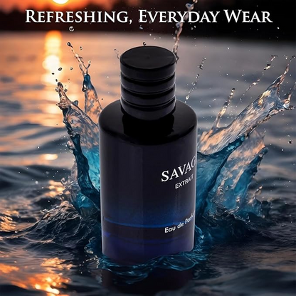 Savage Extrait Eau De Parfum for Men Top Notes of Grapefruit & Heady Spices Base Notes of Lavender Essence & Rich Wood Cologne for Everyday Wear, Work Days, Romantic Date Elegant 3.4 fl oz Bottle