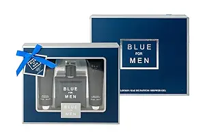 Blue For Men Cologne Gifts Sets for Men, Eau De Toilette (3.4 fl oz), Body Lotion (3.0 fl oz), Shower Gel, (Pack of 3)