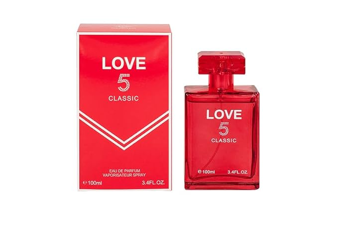 Love 5 Classic Red Perfume for Women 3.4oz/100ml Eau de Parfum, Long Lasting Fragrance,