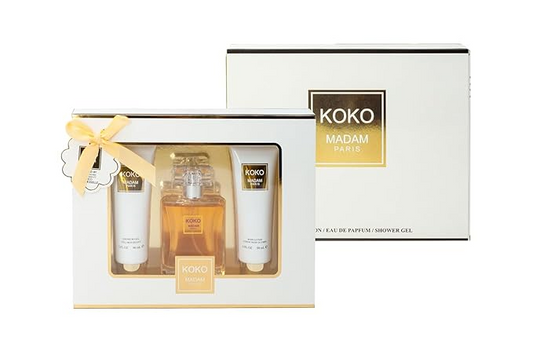 Koko Madam Perfume Gifts Sets for Women, Eau De Parfum (3.4 fl oz), Body Lotion (3.0 fl oz), Shower Gel (3.0 fl oz), (Pack of 3)