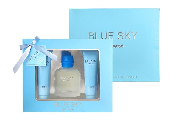 Blue Sky Cologne Gifts Sets for Men, Eau De Toilette (3.4 fl oz), Body Lotion (3.0 fl oz), Shower Gel (3.0 fl oz), (Pack of 3)