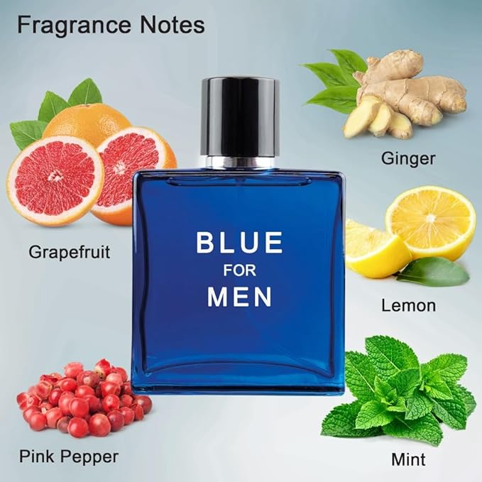 Valentine Milano for Men (EDP) & Blue for Men Parfum Cologne For Men (EDT), Fragrance for Men, 3.4 Fl Oz Each (Pack of 2)