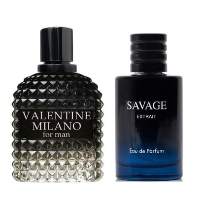 Valentine Milano for Men & Savage Extrait eau de parfum for Men, Warm Masculine Scent for Daily Use, Casual Men's Cologne, 3.4oz/100ml (Pack of 2)