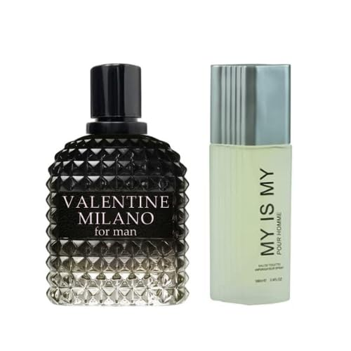 Valentine Milano for Men (EDP) & My is My Pour Homme (EDT), Warm Masculine Scent for Daily Use, Casual Men's Cologne, 3.4oz/100ml (Pack of 2)