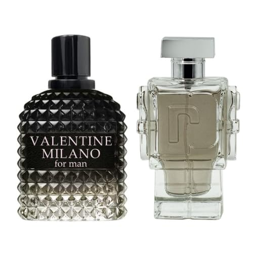 Valentine Milano for Men (EDP) & Robot Cologne for Men (EDT), Warm Masculine Scent for Daily Use, Casual Men's Cologne, 3.4oz/100ml (Pack of 2)