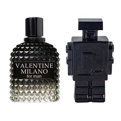 Valentine Milano for Men (EDP) & Robot Black (EDT), Fragrance for Men, 3.4 Fl Oz Each (Pack of 2)
