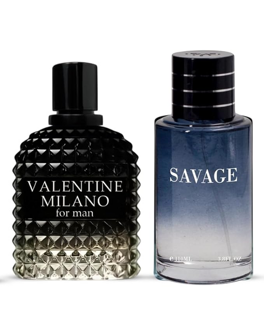 Savage and Valentine Milano Cologne for Men - Eau De Parfum Natural Spray, 3.4 Fl Oz Each, Pack of 2 Combo Set