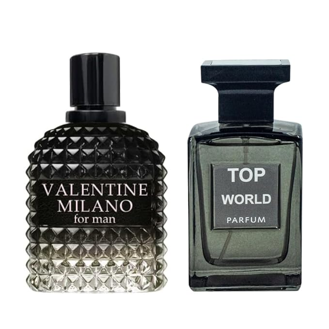 Valentine Milano for Men (EDP) & Top World Parfum Cologne For Men (EDP), Fragrance for Men, 3.4 Fl Oz Each (Pack of 2)