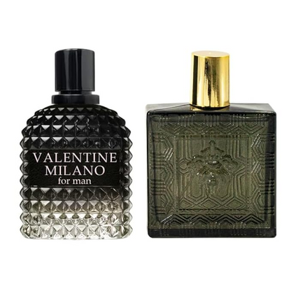Valentine Milano for Men (EDP) & Lion Versatile Black Flame Cologne For Men (EDT), Fragrance for Men, 3.4 Fl Oz Each (Pack of 2)