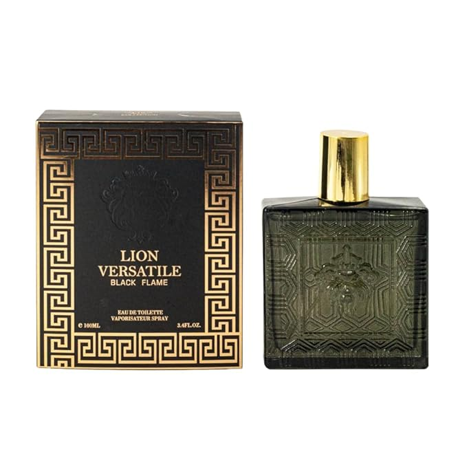 Valentine Milano for Men (EDP) & Lion Versatile Black Flame Cologne For Men (EDT), Fragrance for Men, 3.4 Fl Oz Each (Pack of 2)
