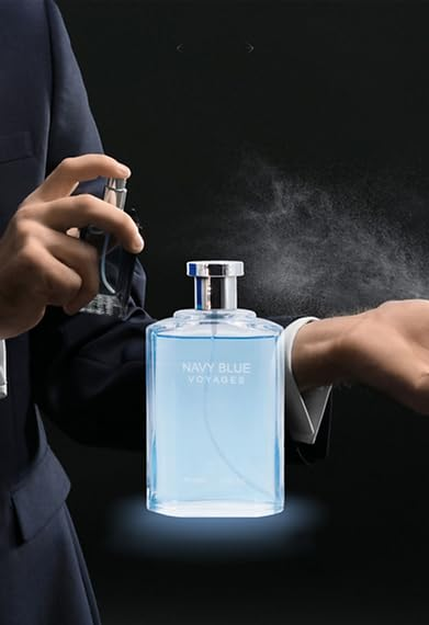 Valentine Milano for Men (EDP) & Navy Blue Voyages (EDT), Warm Masculine Scent for Daily Use, Casual Men's Cologne, 3.4oz/100ml (Pack of 2)