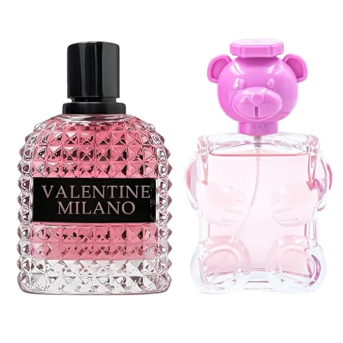 Valentine Milano (EDP) & Must Be Pink Bear Perfume for Women (EDT) - 3.4oz/100ml, Long Lasting Scents Women's Parfum, Fragrance for Women (Pack of 2)