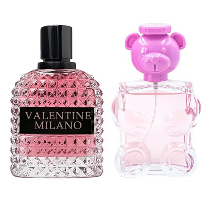 Valentine Milano (EDP) & Must Be Pink Bear Perfume for Women (EDT) - 3.4oz/100ml, Long Lasting Scents Women's Parfum, Fragrance for Women (Pack of 2)