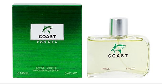 Coast Green Cologne for Men 3.4oz/100ml Eau de Toilette, Natural Spray