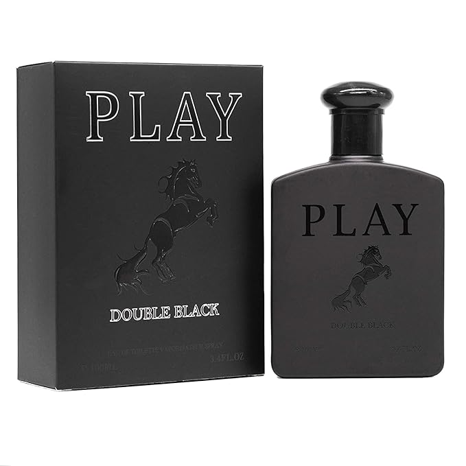 Play Double Black Cologne for Men 3.4oz/100ml Eau de Toilette, Natural spray